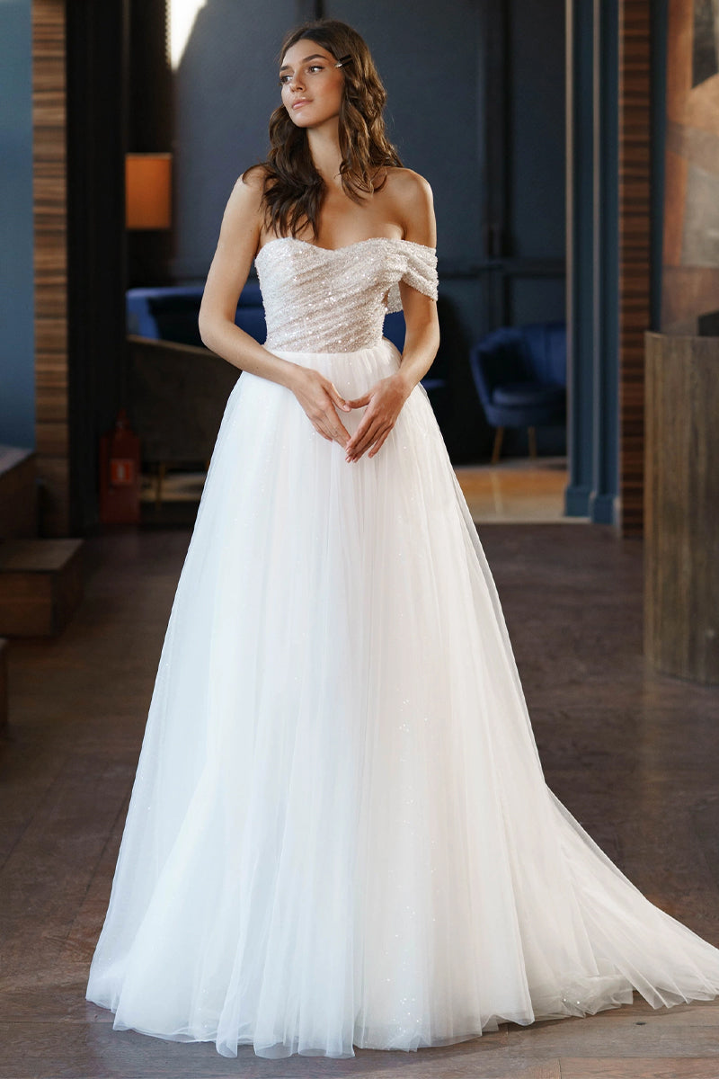 Sparkling Love Strapless A-line Wedding Dress | Jewelclues