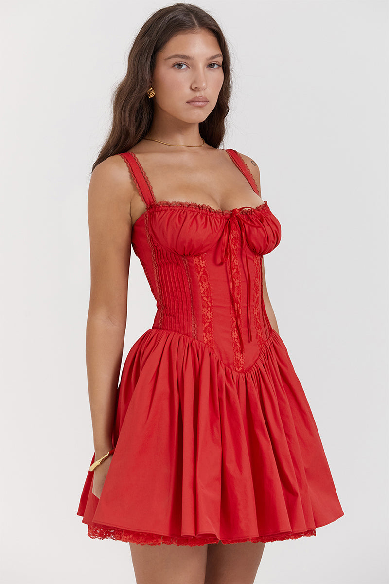 Summer Desires White Corset Mini Dress | Jewelclues | #color_red