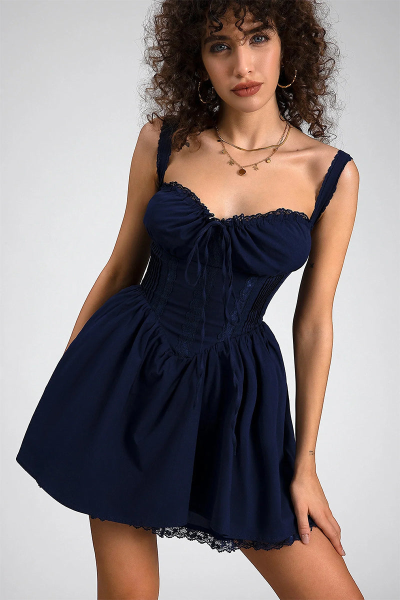Summer Desires Corset Mini Dress | Jewelclues #color_navy blue