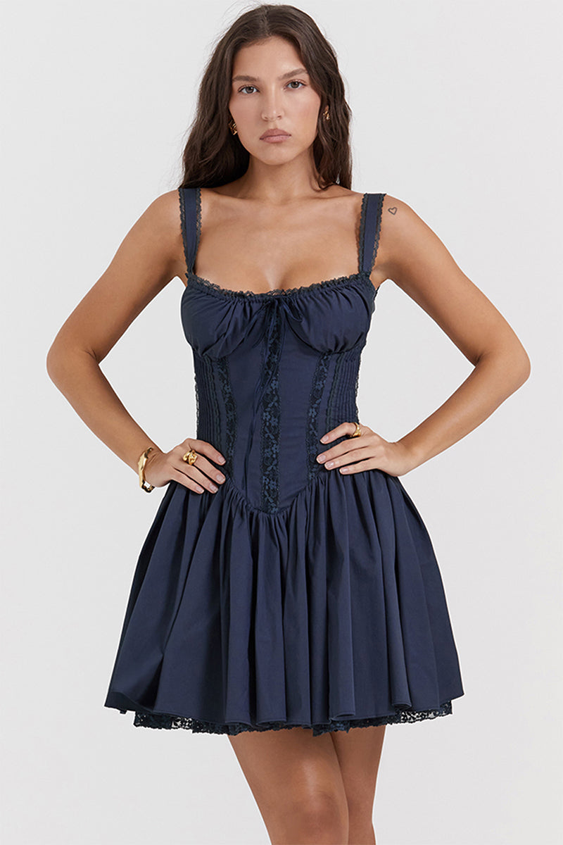 Summer Desires White Corset Mini Dress | Jewelclues | #color_navy blue
