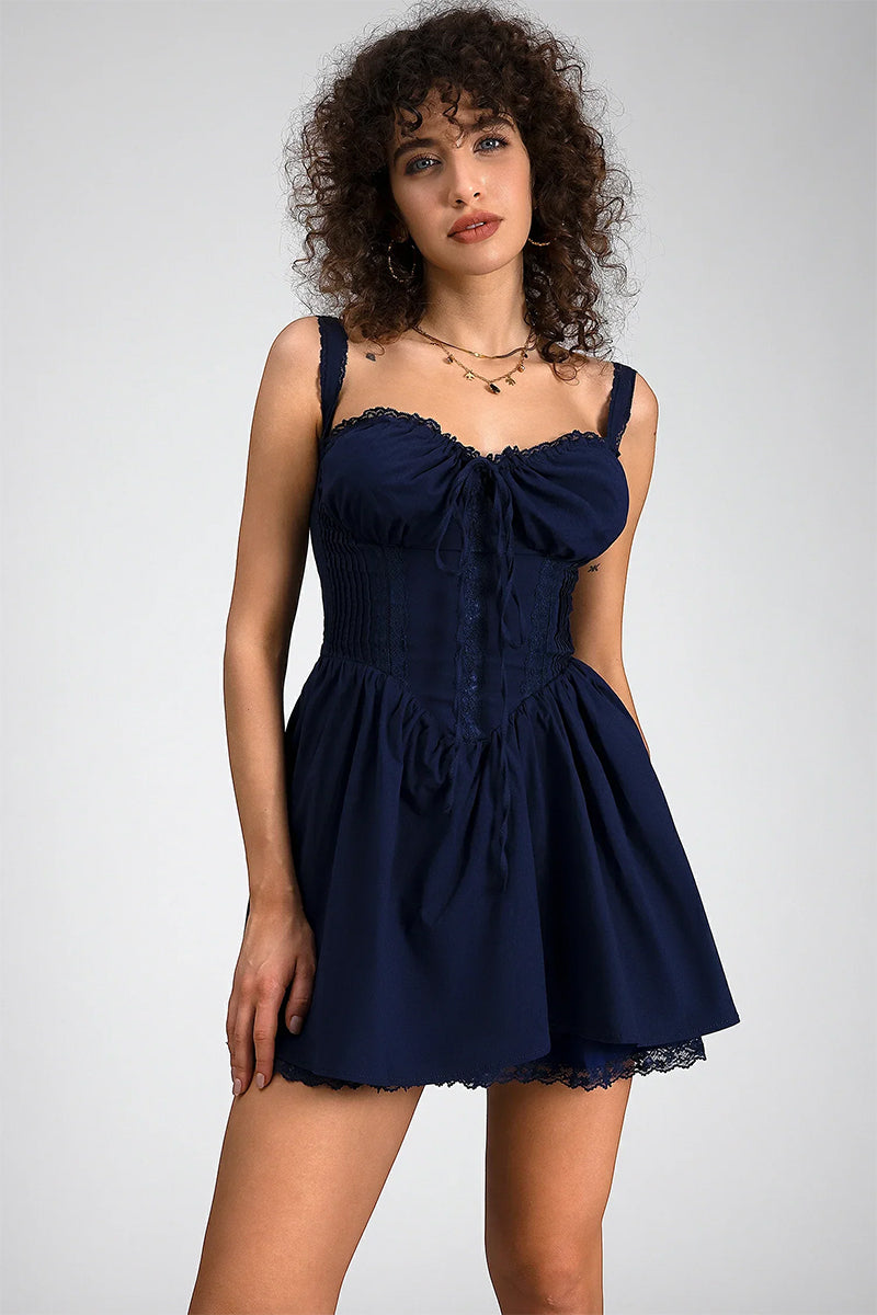 Summer Desires Corset Mini Dress | Jewelclues #color_navy blue