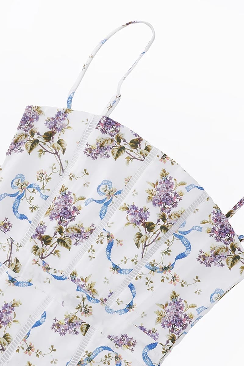 Sunlit Charm Ribbon Print Midi Dress | Jewelclues