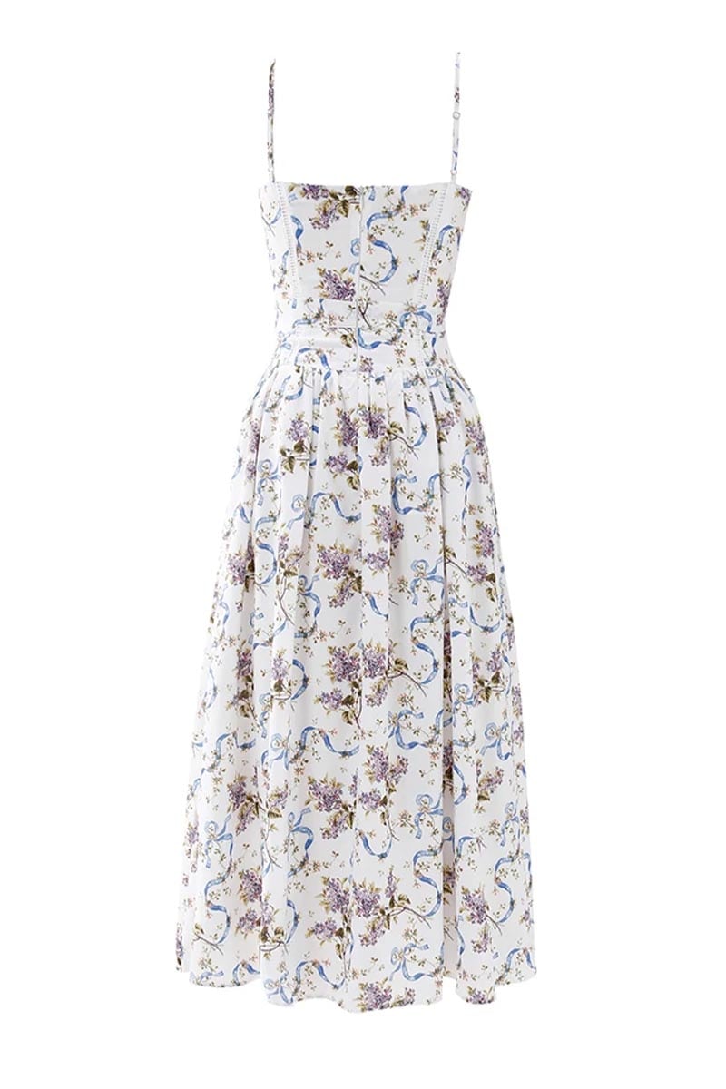 Sunlit Charm Ribbon Print Midi Dress | Jewelclues