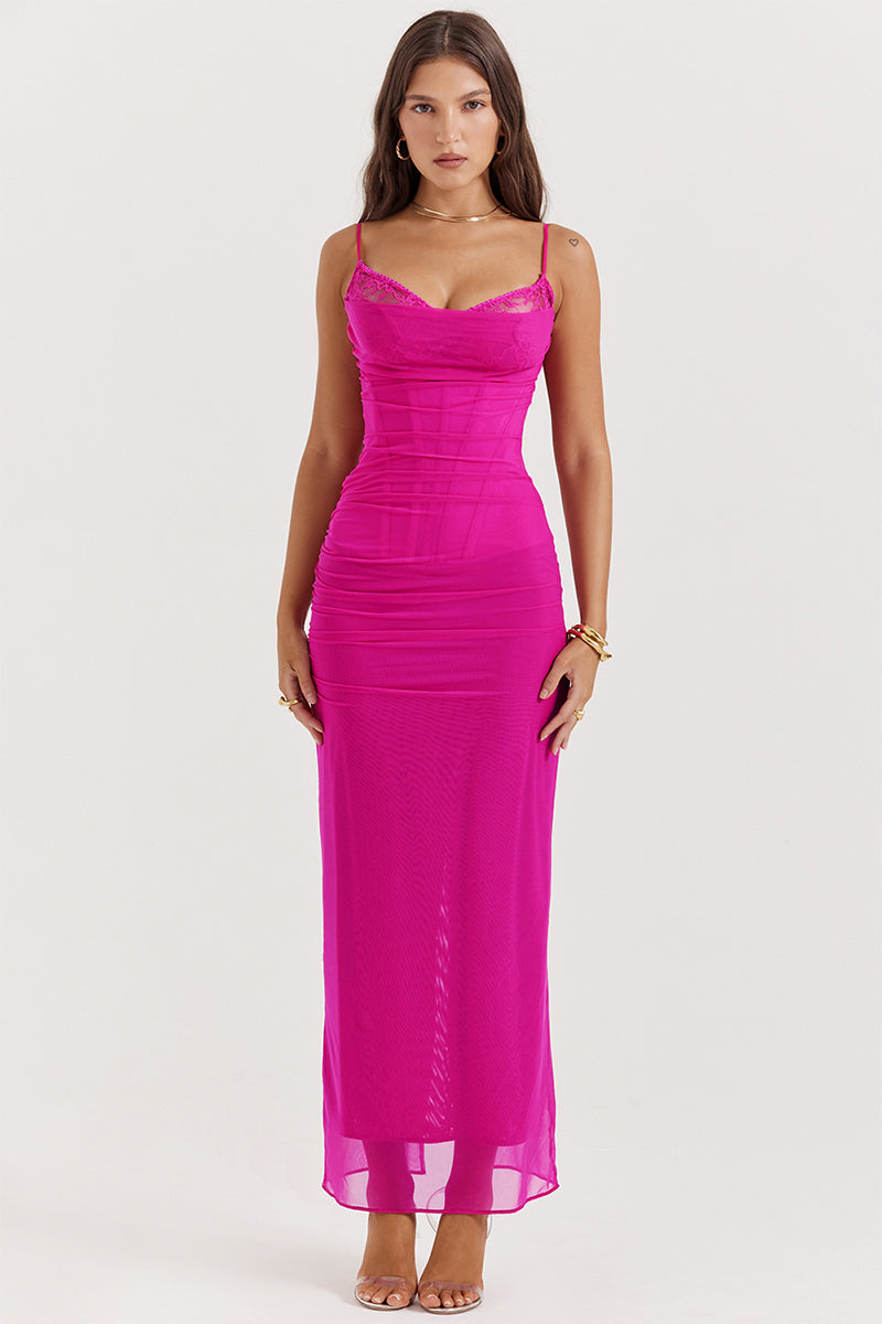 Sweet Amor Bodycon Maxi Dress | Jewelclues #color_fuchsia