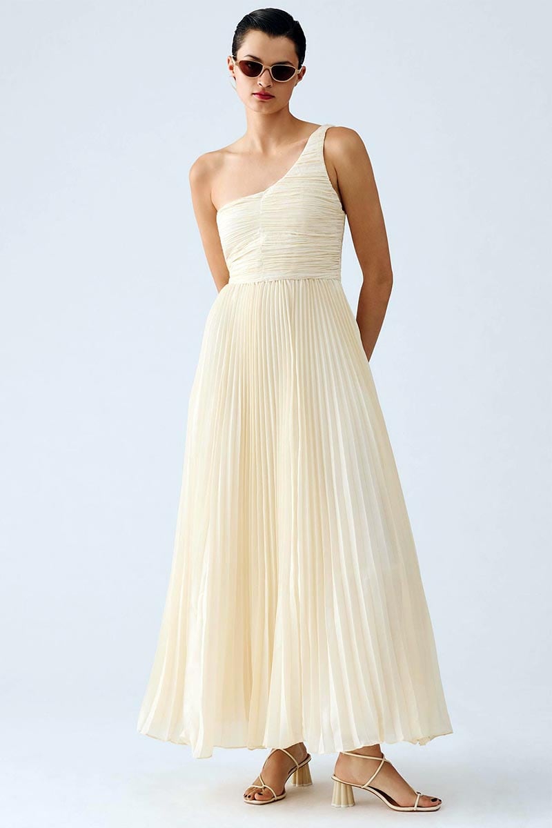 Sweet Grace One-Shoulder Pleated Maxi Dress | Jewelclues