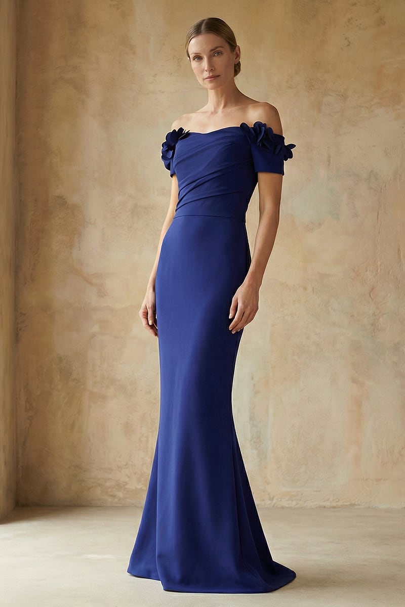 Thalia Off-the-Shoulder Maxi Dress | Jewelclues #color_navy blue