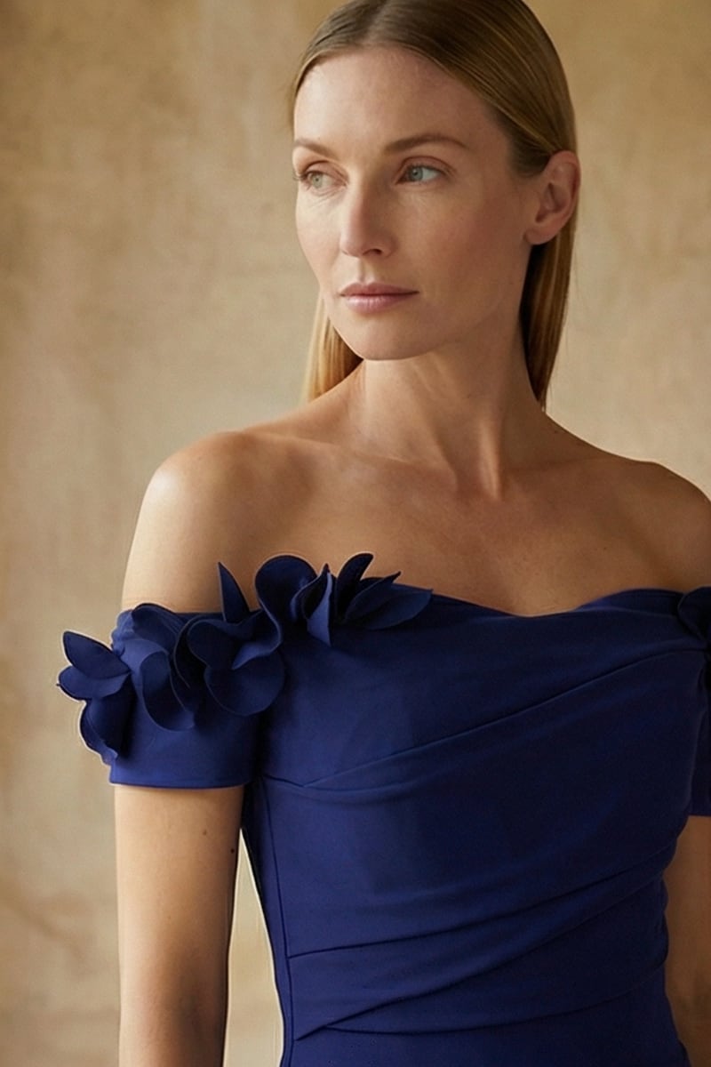 Thalia Off-the-Shoulder Maxi Dress | Jewelclues #color_navy blue