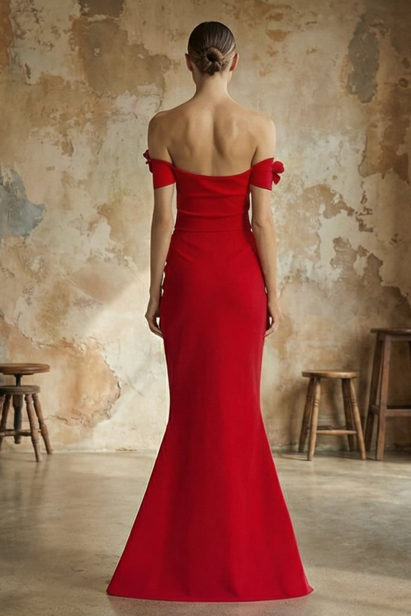Thalia Off-the-Shoulder Maxi Dress | Jewelclues #color_red