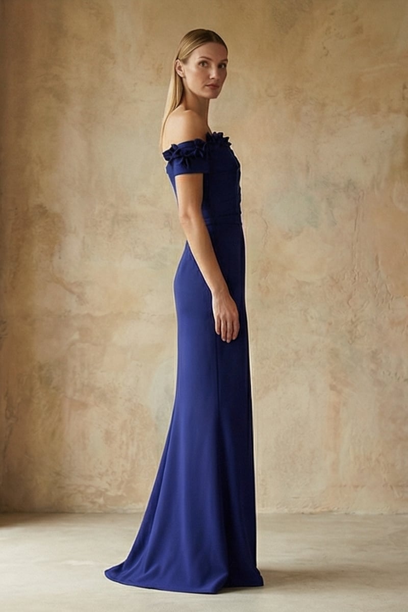 Thalia Off-the-Shoulder Maxi Dress | Jewelclues #color_navy blue
