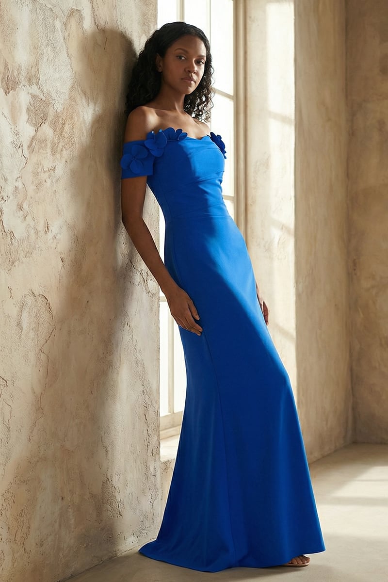 Thalia Off-the-Shoulder Maxi Dress | Jewelclues #color_blue