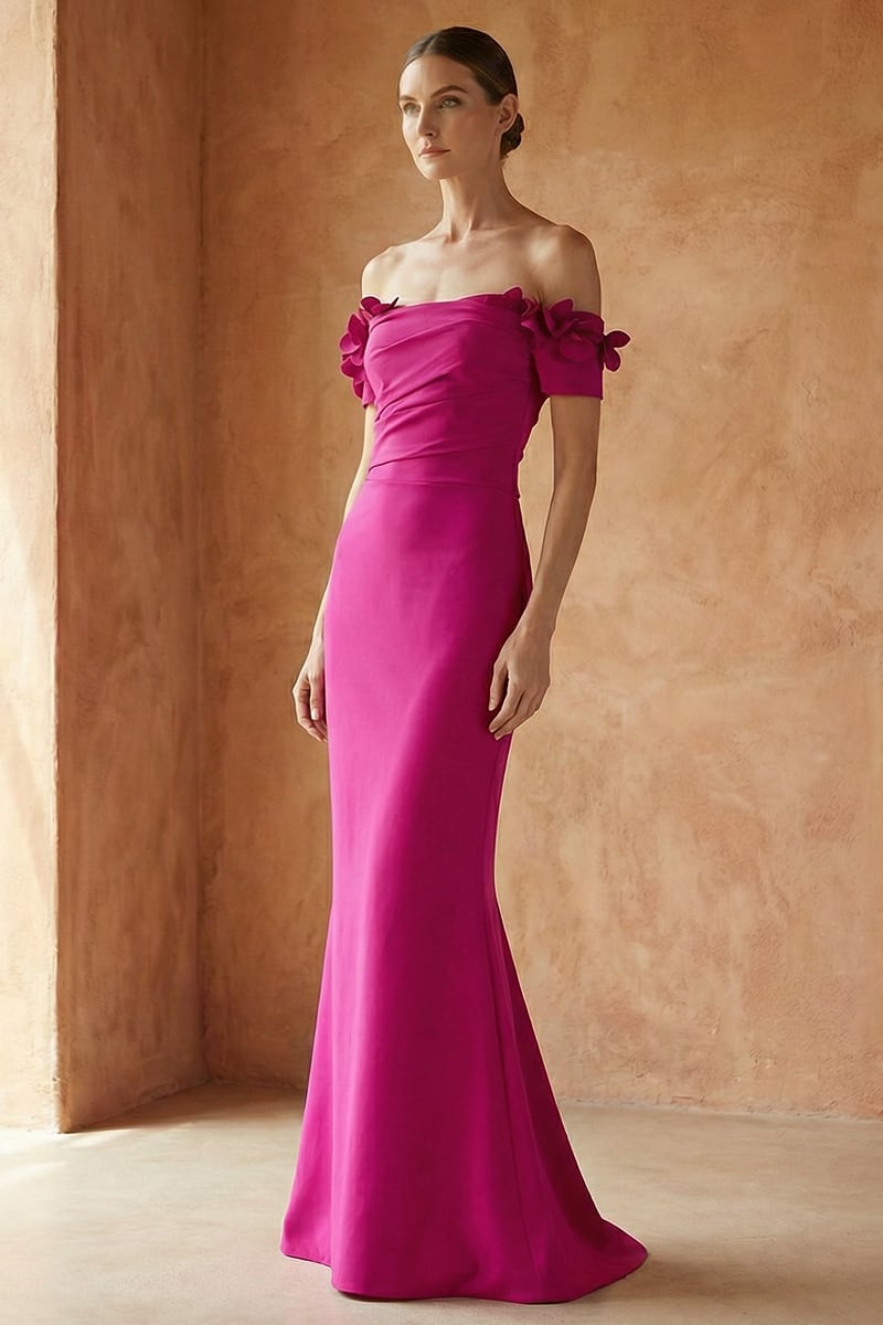 Thalia Off-the-Shoulder Maxi Dress | Jewelclues #color_fuchsia