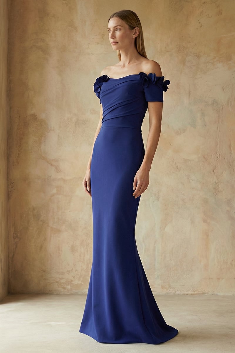Thalia Off-the-Shoulder Maxi Dress | Jewelclues #color_navy blue