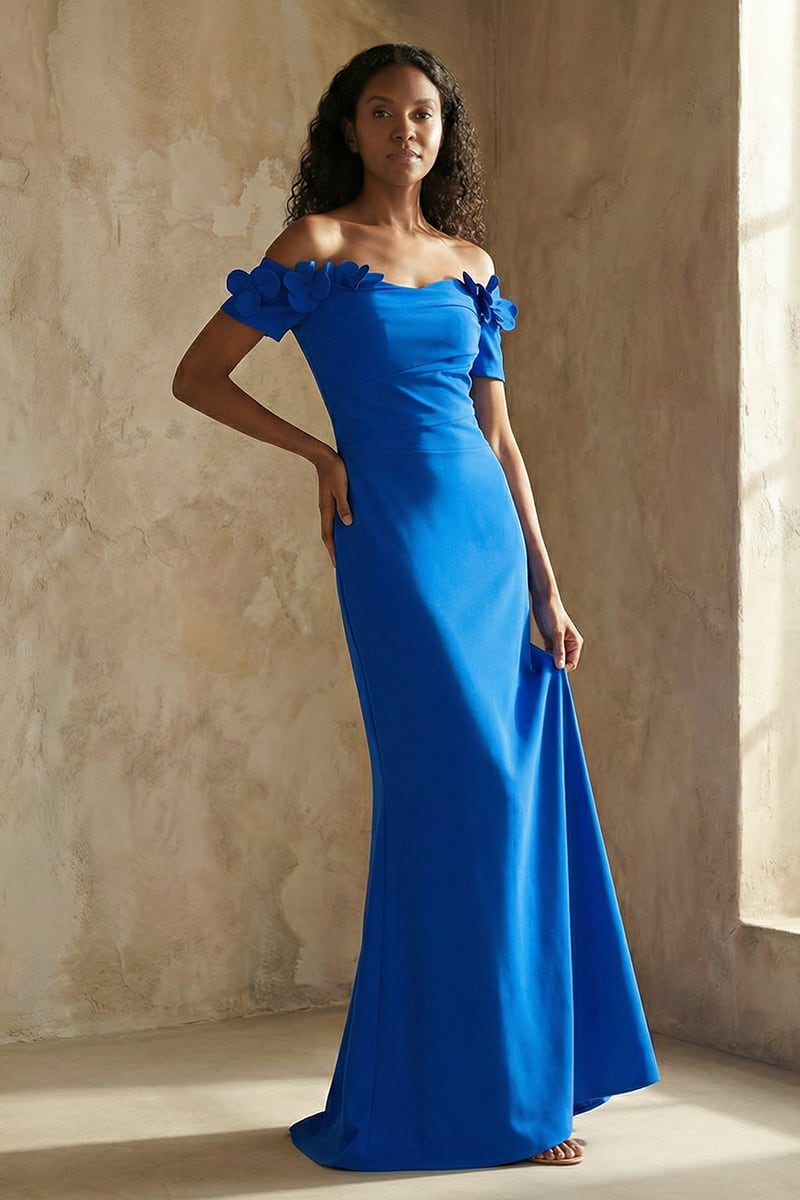 Thalia Off-the-Shoulder Maxi Dress | Jewelclues #color_blue