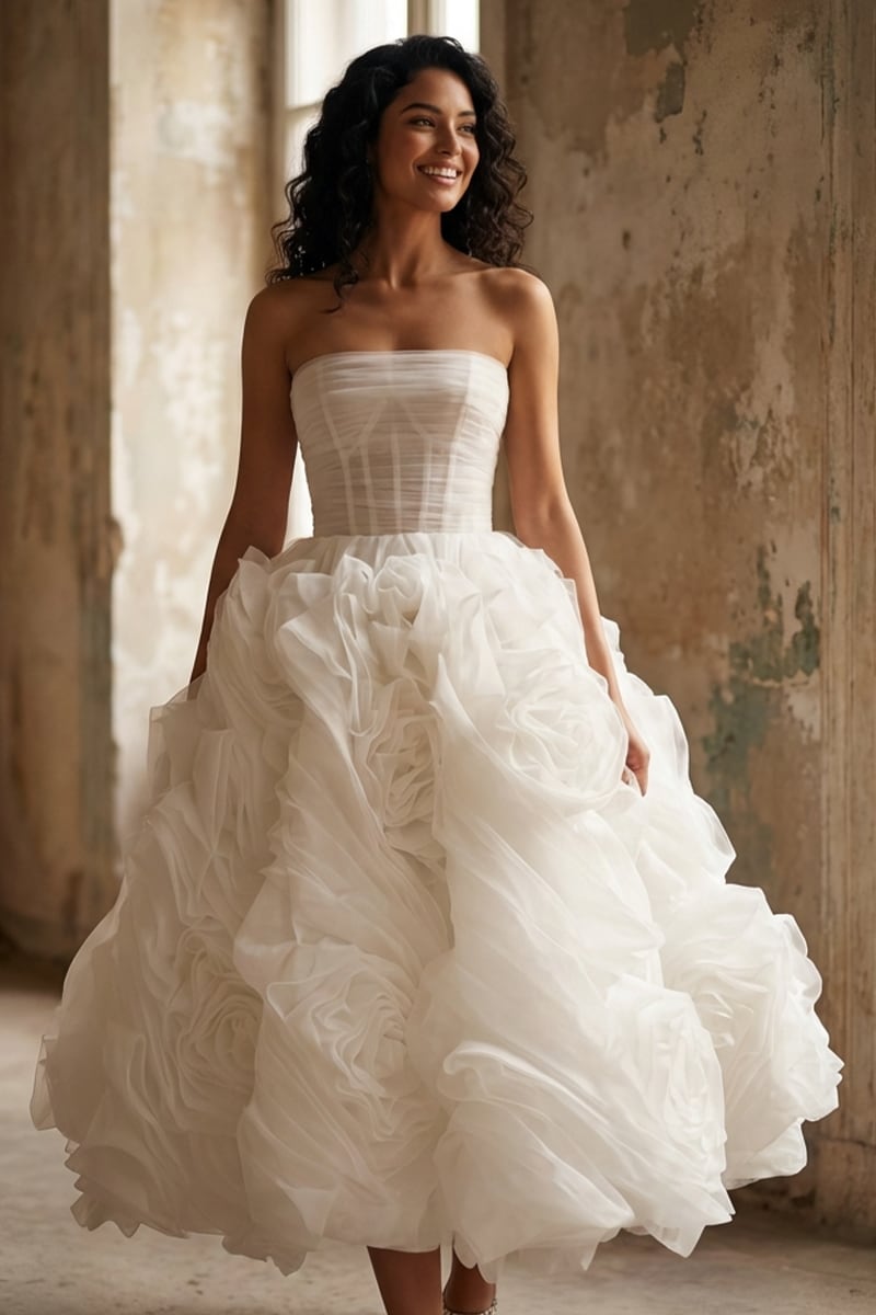 Unreal Sensibility Strapless Midi Dress | Jewelclues | #color_white