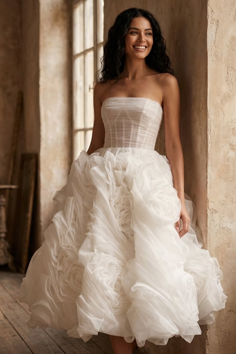 Unreal Sensibility Strapless Midi Dress | Jewelclues | #color_white