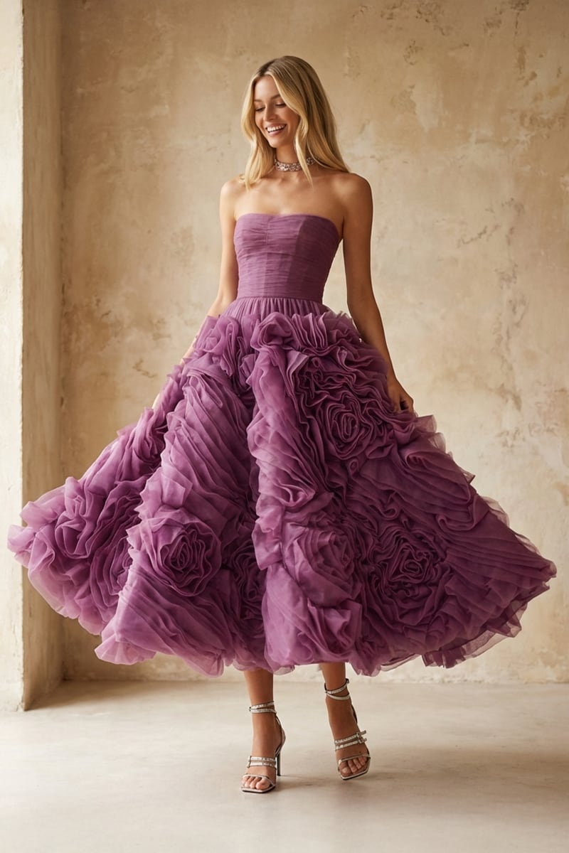 Unreal Sensibility Strapless Midi Dress | Jewelclues | #color_wine