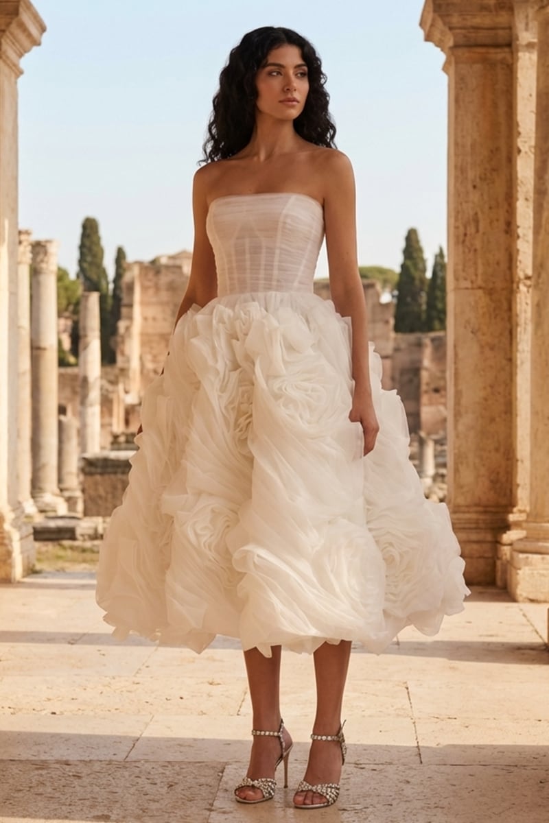 Unreal Sensibility Strapless Midi Dress | Jewelclues | #color_white