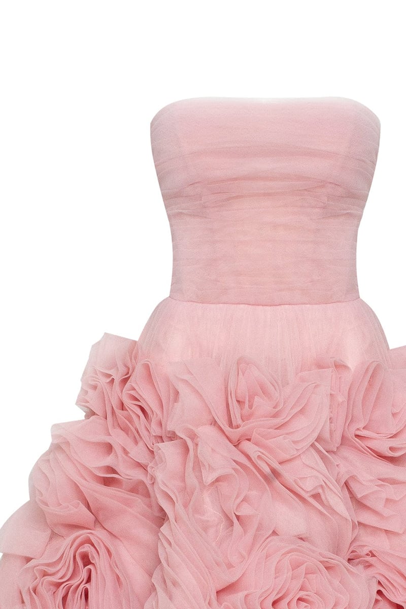Unreal Sensibility Tulle Strapless Midi Dress | Jewelclues | #color_blush