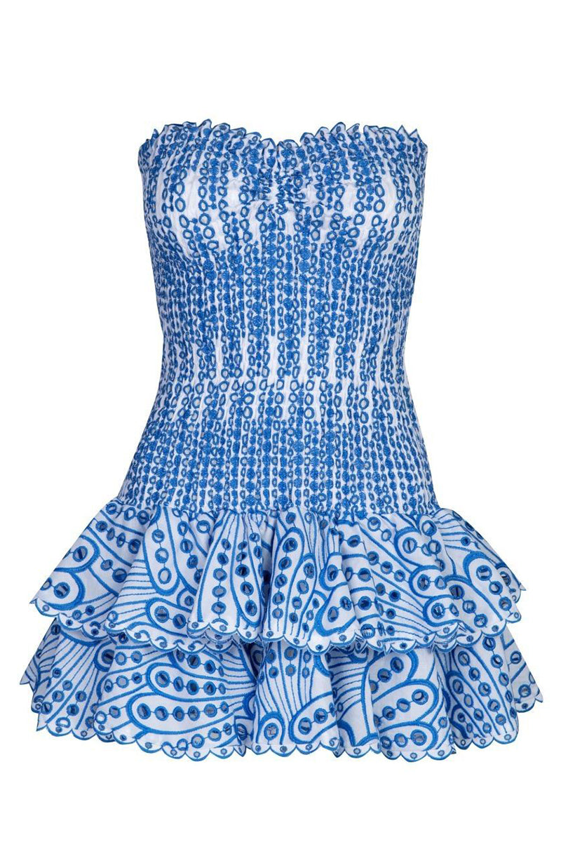 Vacay Season Eyelet Strapless Mini Dress | Jewelclues | #color_blue