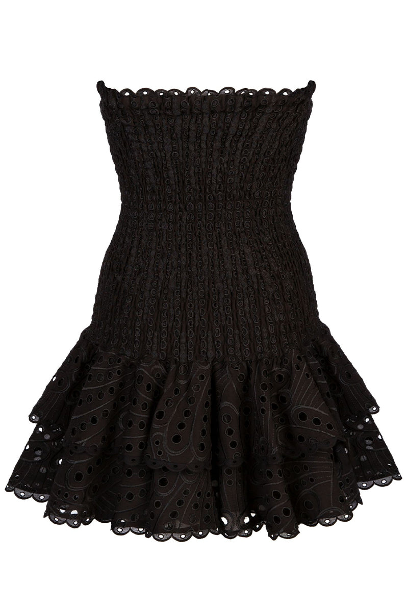 Vacay Season Eyelet Strapless Mini Dress | Jewelclues | #color_black