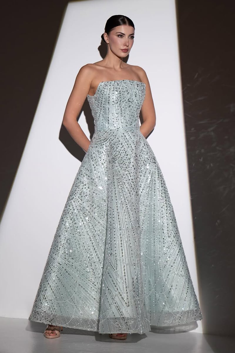 Valencia Strapless Beaded Ball Gown | Jewelclues #color_Light Blue