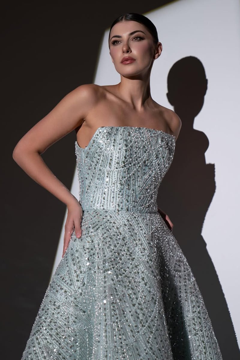 Valencia Strapless Beaded Ball Gown | Jewelclues #color_Light Blue