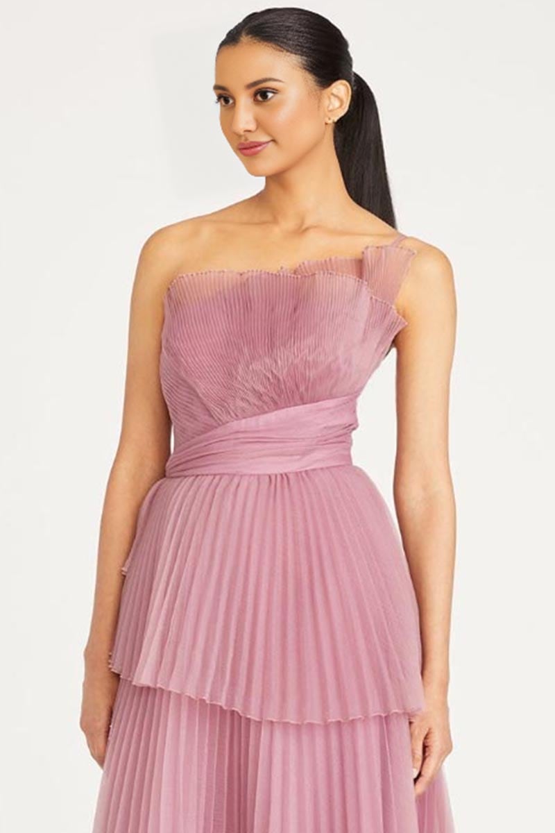 Valerie One-Shoulder Pleated Maxi Dress | Jewelclues #color_dusty pink