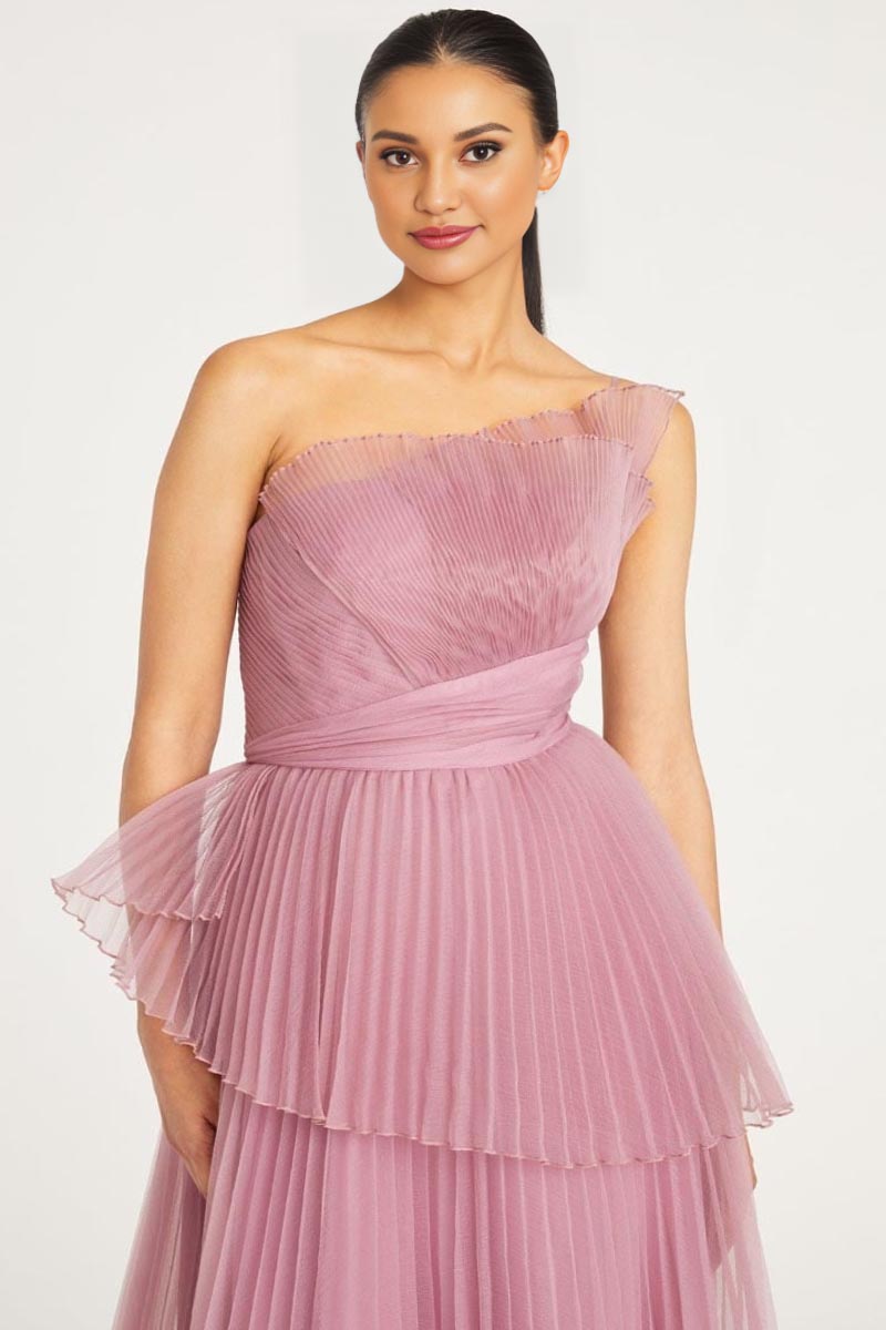 Valerie One-Shoulder Pleated Maxi Dress | Jewelclues #color_dusty pink