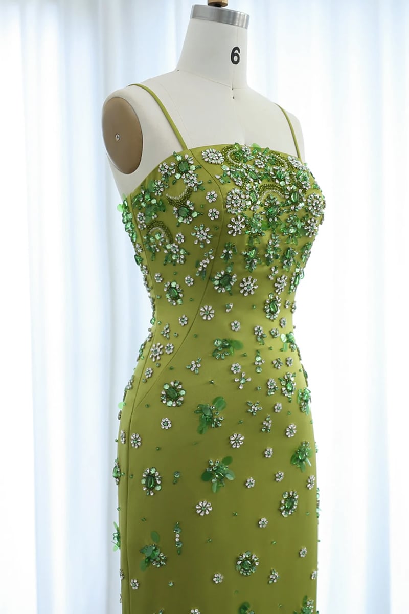 Verdant Bloom Embellished Midi Dress | Jewelclues