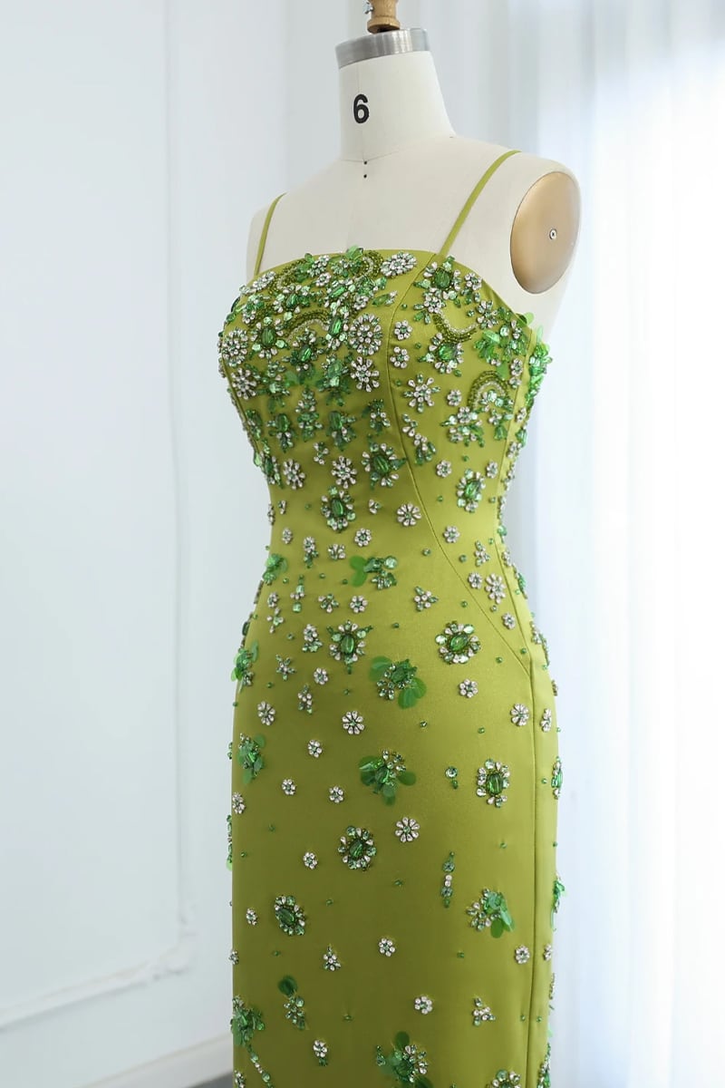 Verdant Bloom Embellished Midi Dress | Jewelclues