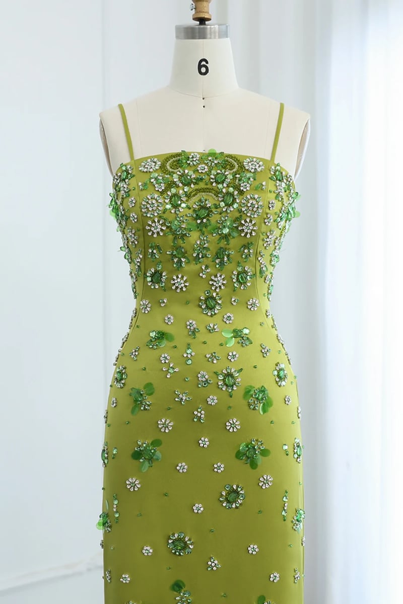 Verdant Bloom Embellished Midi Dress | Jewelclues