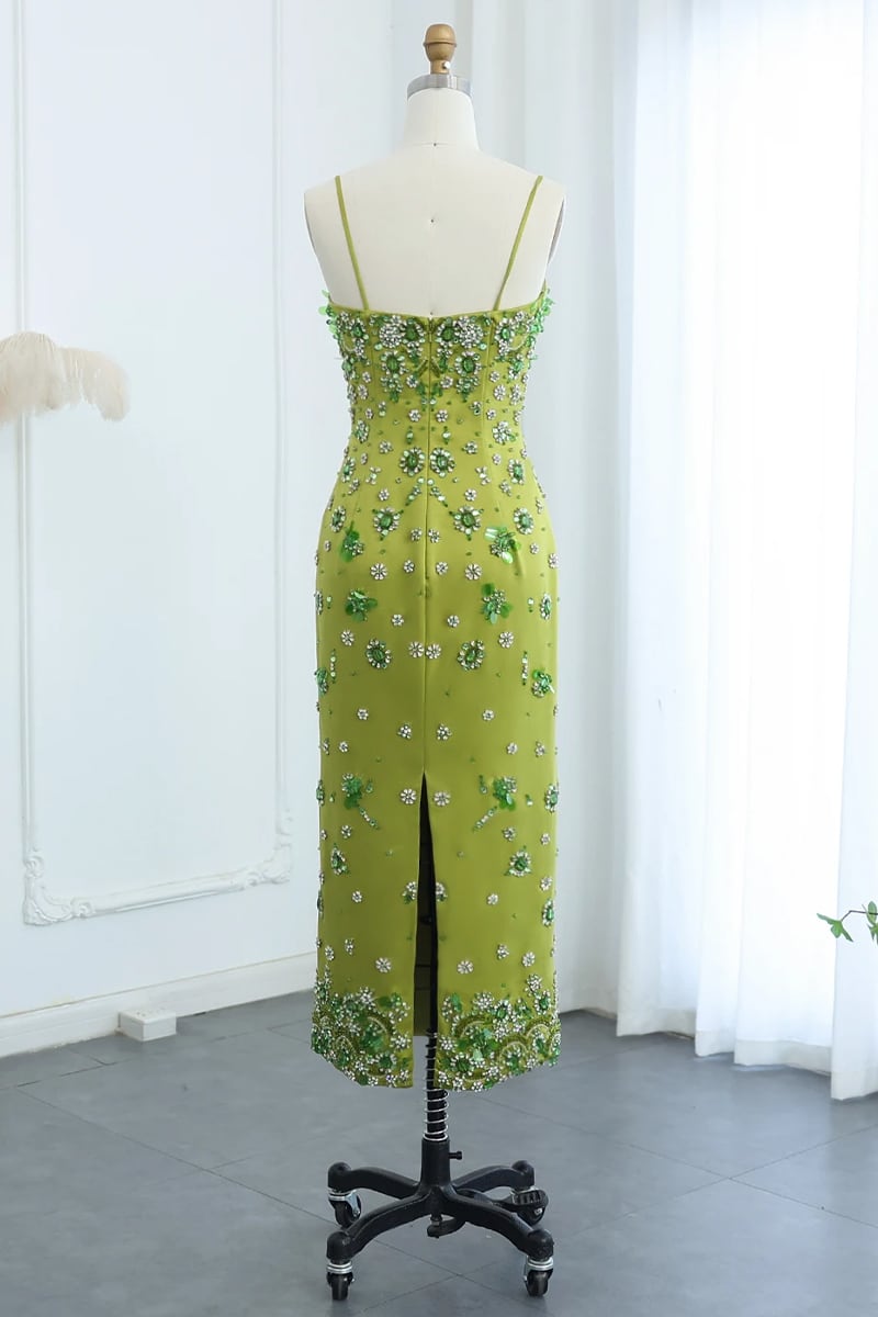 Verdant Bloom Embellished Midi Dress | Jewelclues