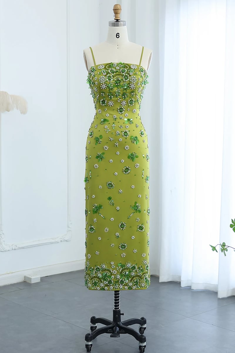 Verdant Bloom Embellished Midi Dress | Jewelclues
