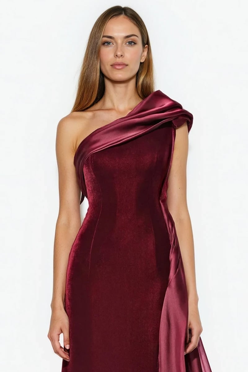 Vesper One-Shoulder Velvet Gown | Jewelclues