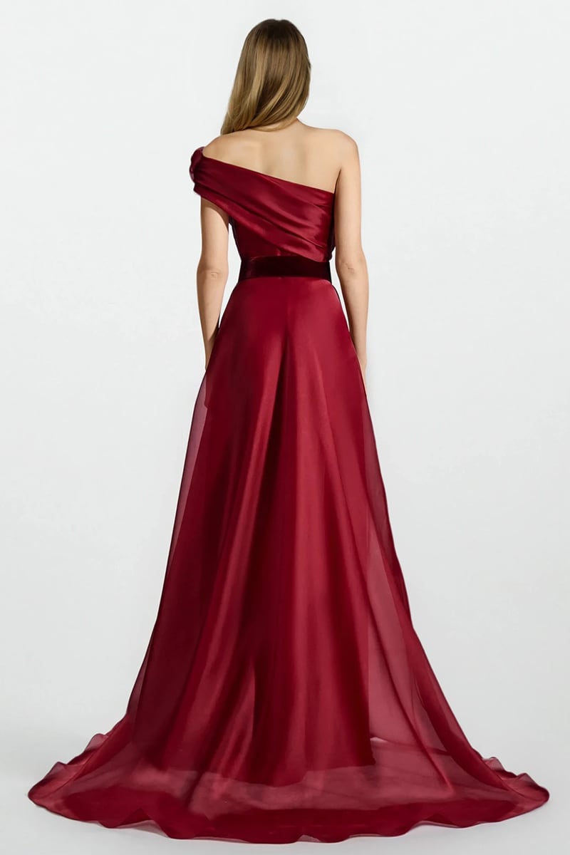 Vionna One-Shoulder Organza Gown | Jewelclues