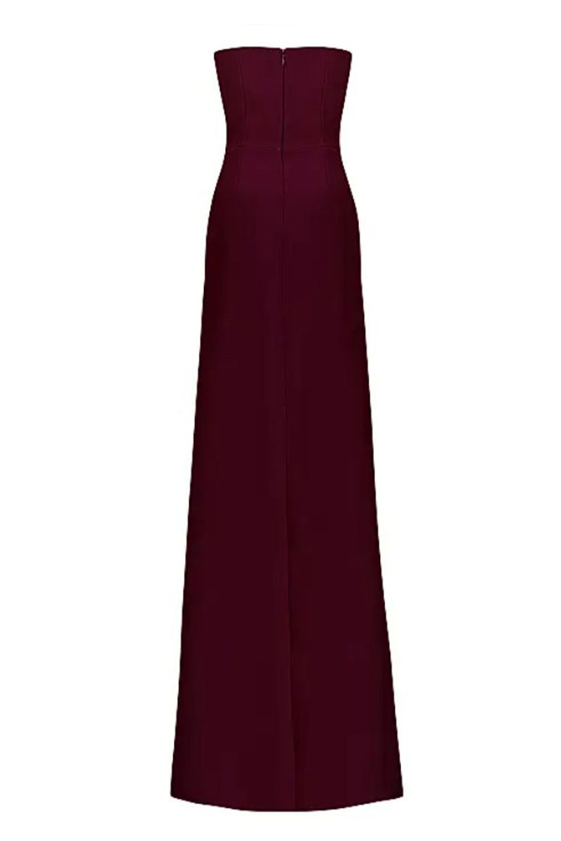 Virelle Strapless Crepe Gown | JewelClues #color_maroon
