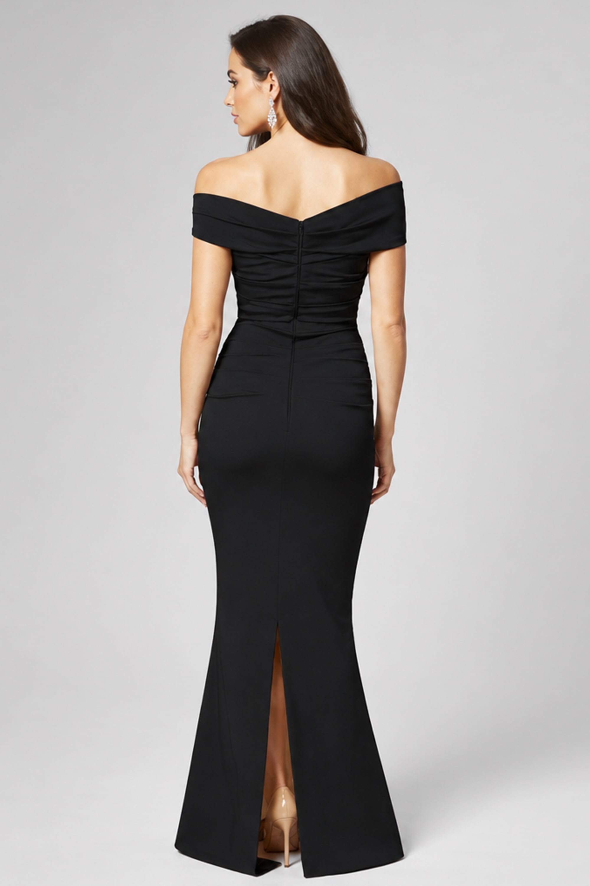 Vivienne Off-The-Shoulder Satin Gown | JewelClues #color_black