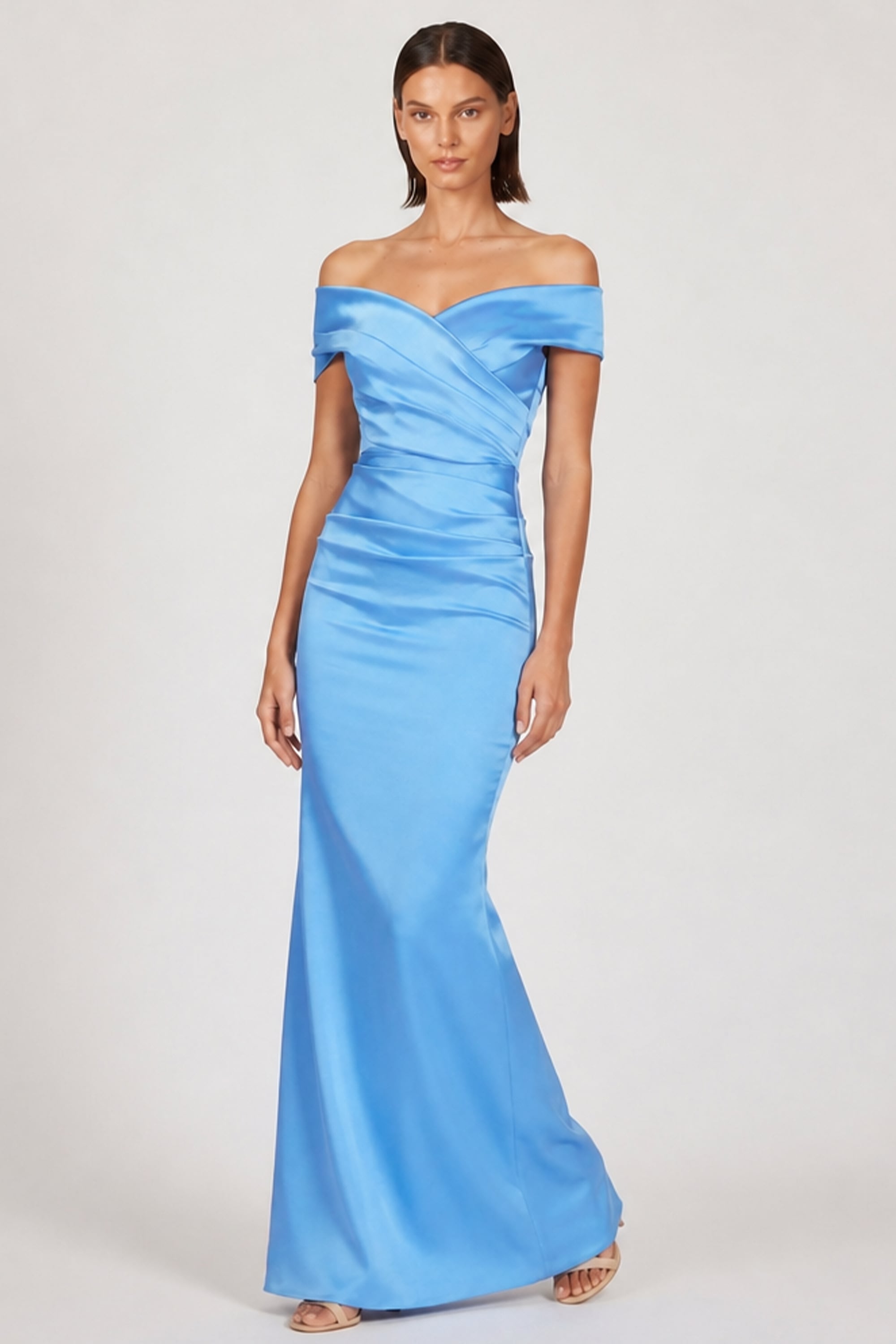 Vivienne Off-The-Shoulder Satin Gown | JewelClues #color_blue
