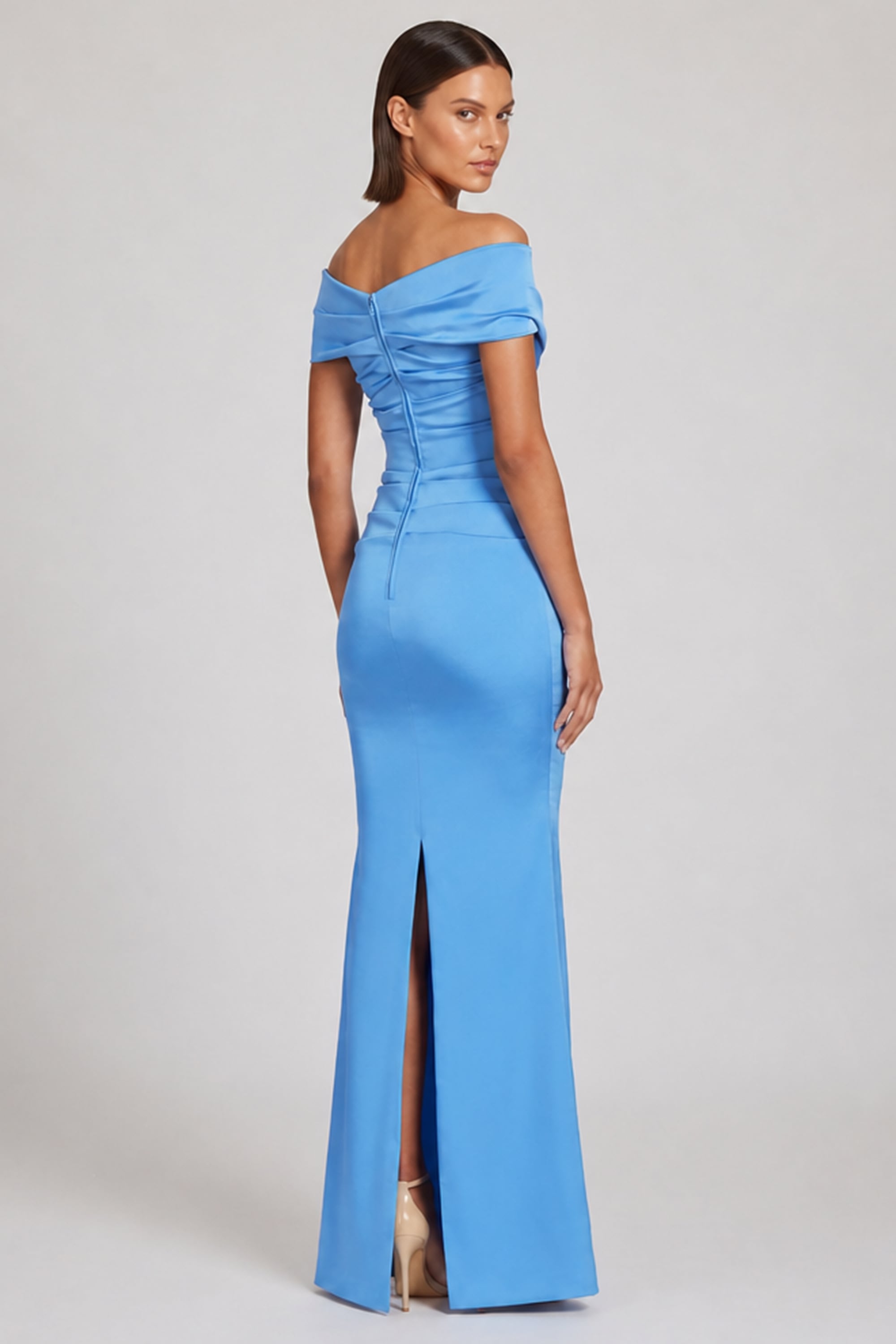 Vivienne Off-The-Shoulder Satin Gown | JewelClues #color_blue