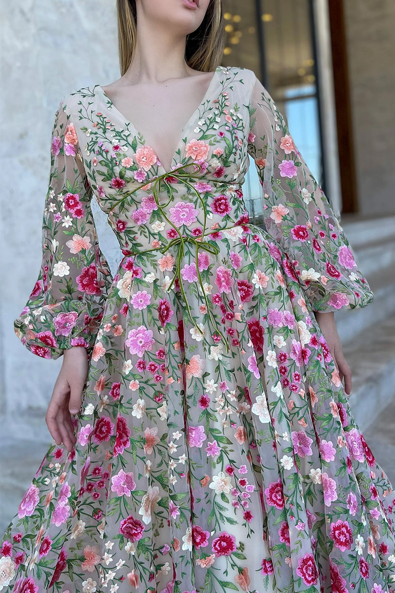 Wildflower Romance Embroidered Maxi Dress | Jewelclues