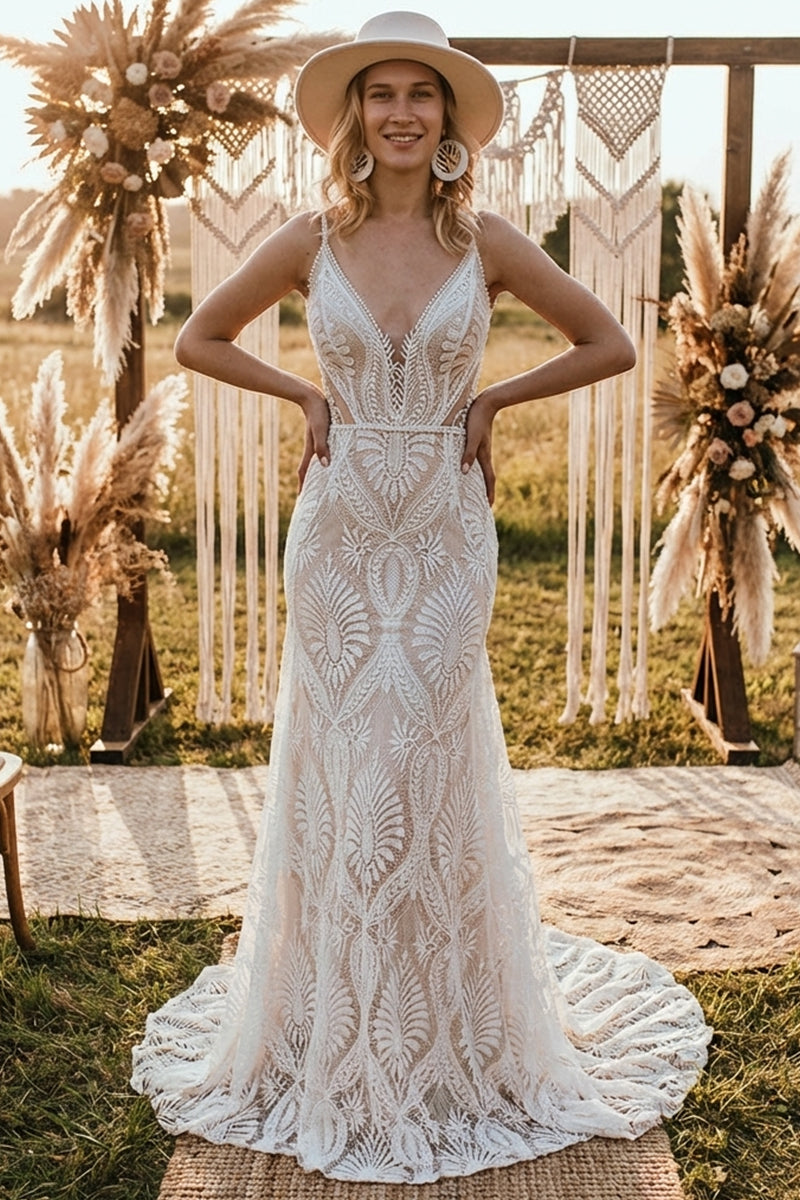 Willowby Bohemian Lace Wedding Dress | Jewelclues