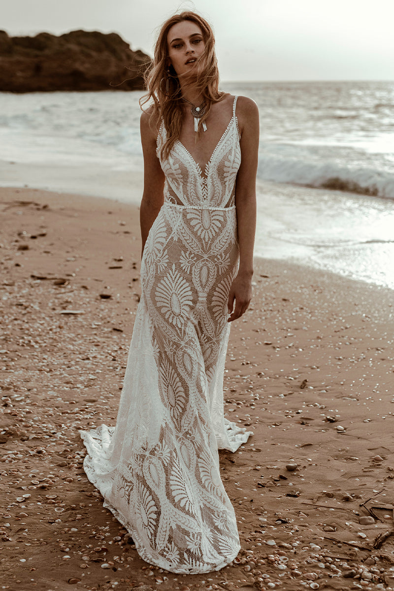 Boho Bridal Dresses Simple Elegant Willowby Bohemian Lace Wedding Dress