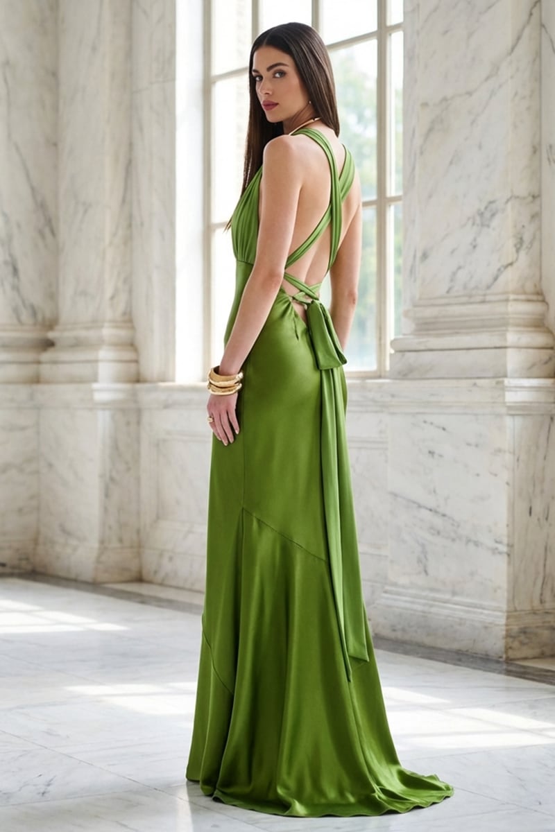 Zahara Lace-Up Satin Mermaid Gown | JewelClues