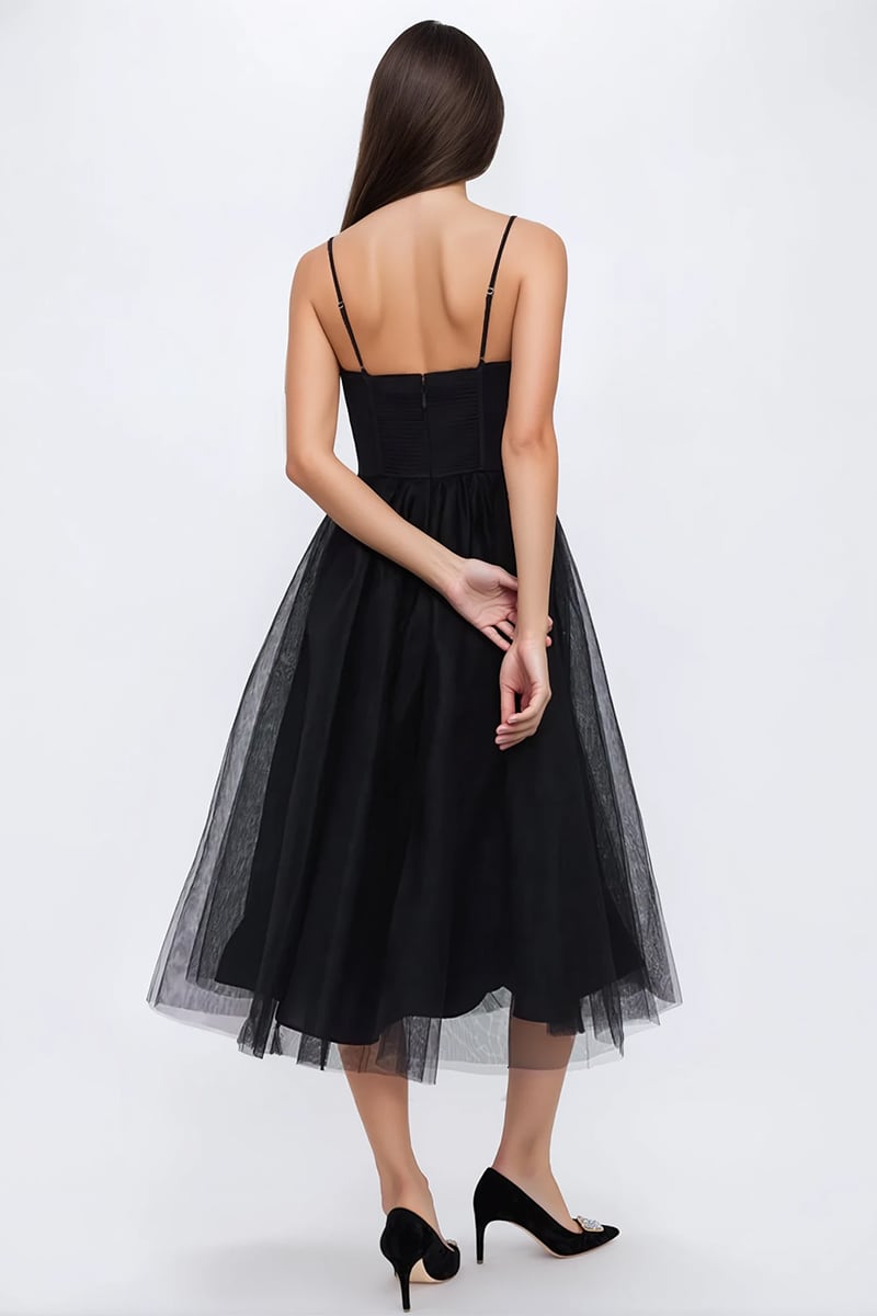 Zdenka Black Tulle Midi Dress | Jewelclues