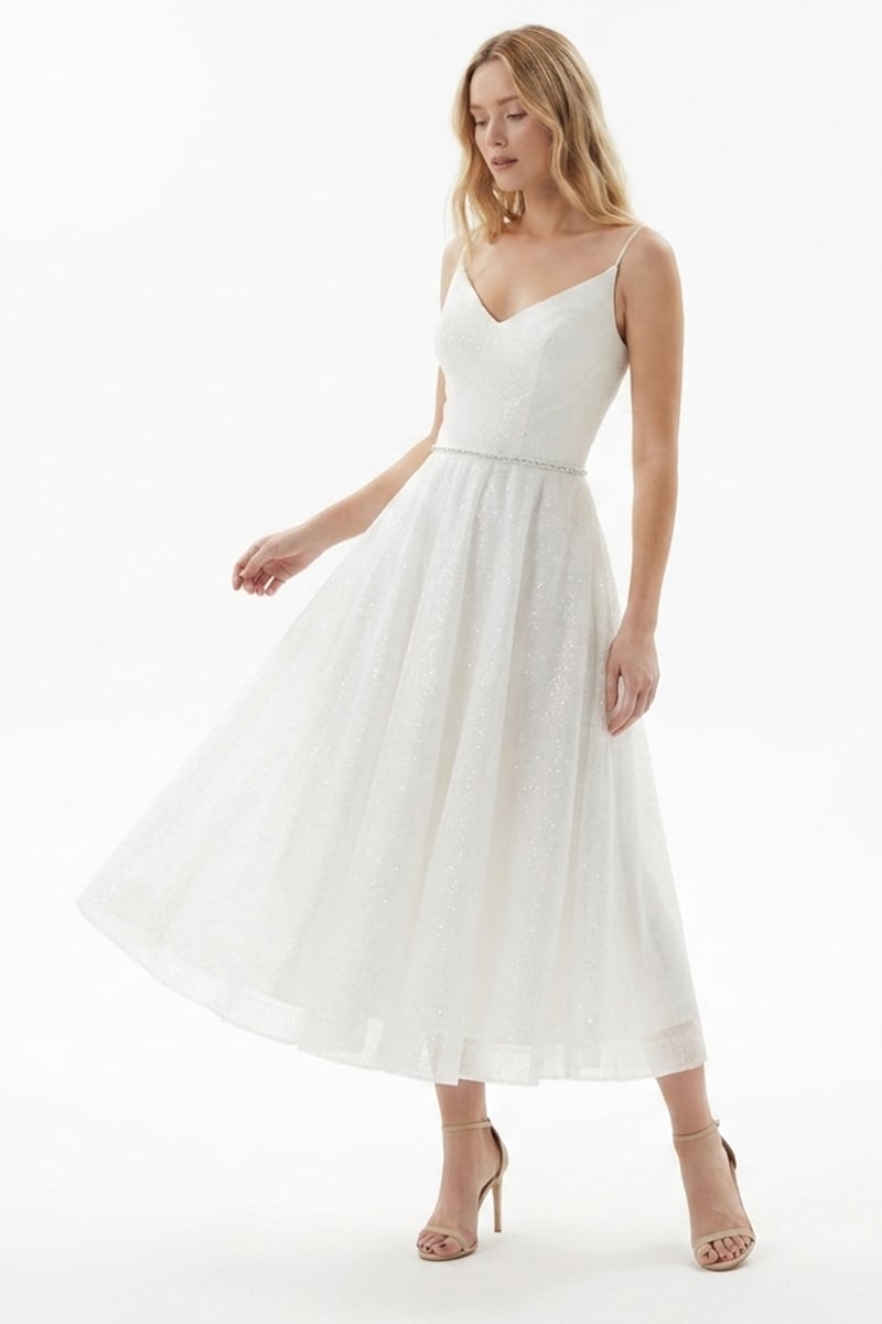 Zinnia Sparkly Midi Dress | JewelClues