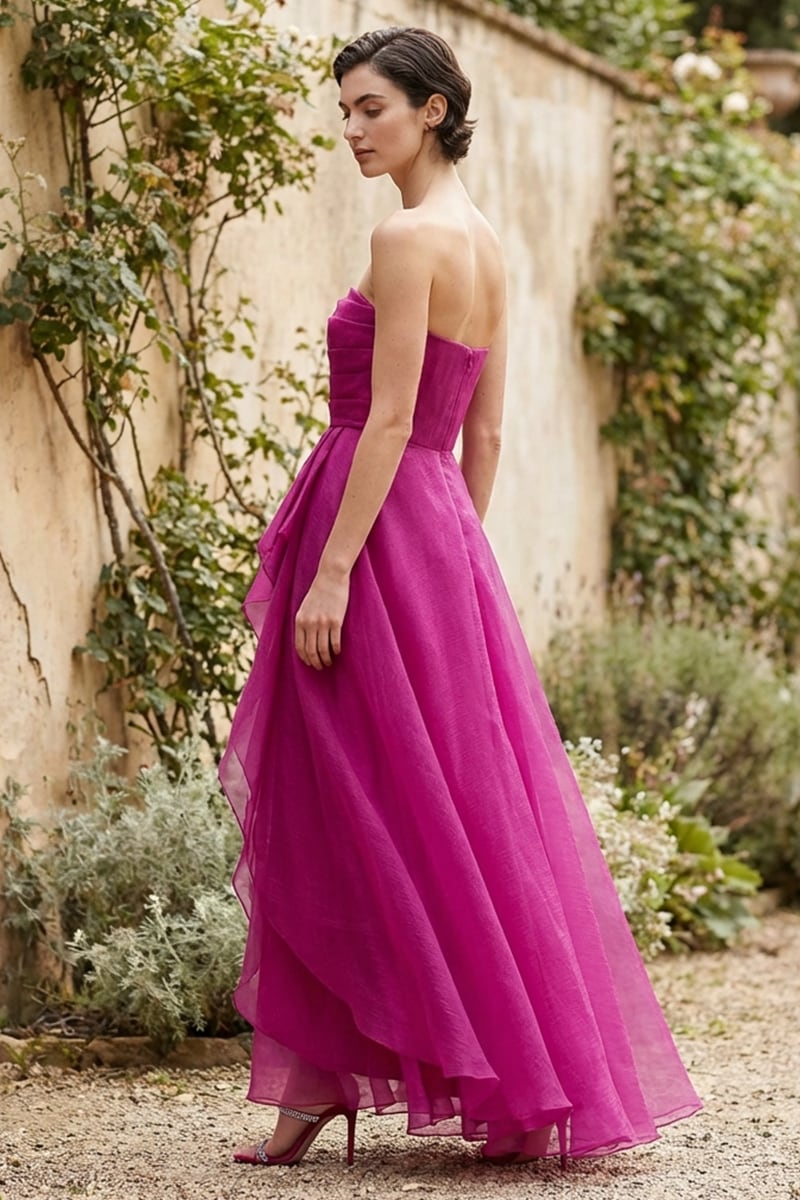 Zoa Strapless Draped Organza Gown | JewelClues