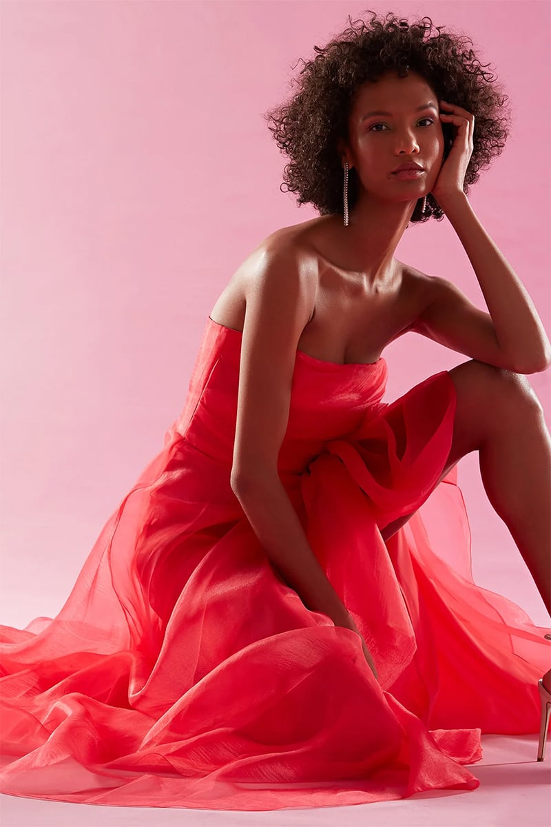 Zoa Strapless Maxi Dress | Jewelclues #color_coral