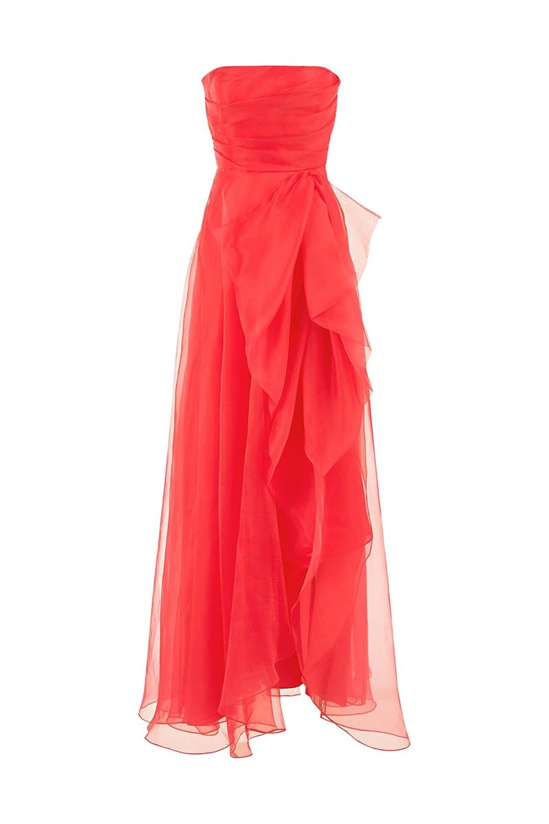 Zoya Strapless Maxi Dress | Jewelclues #color_coral