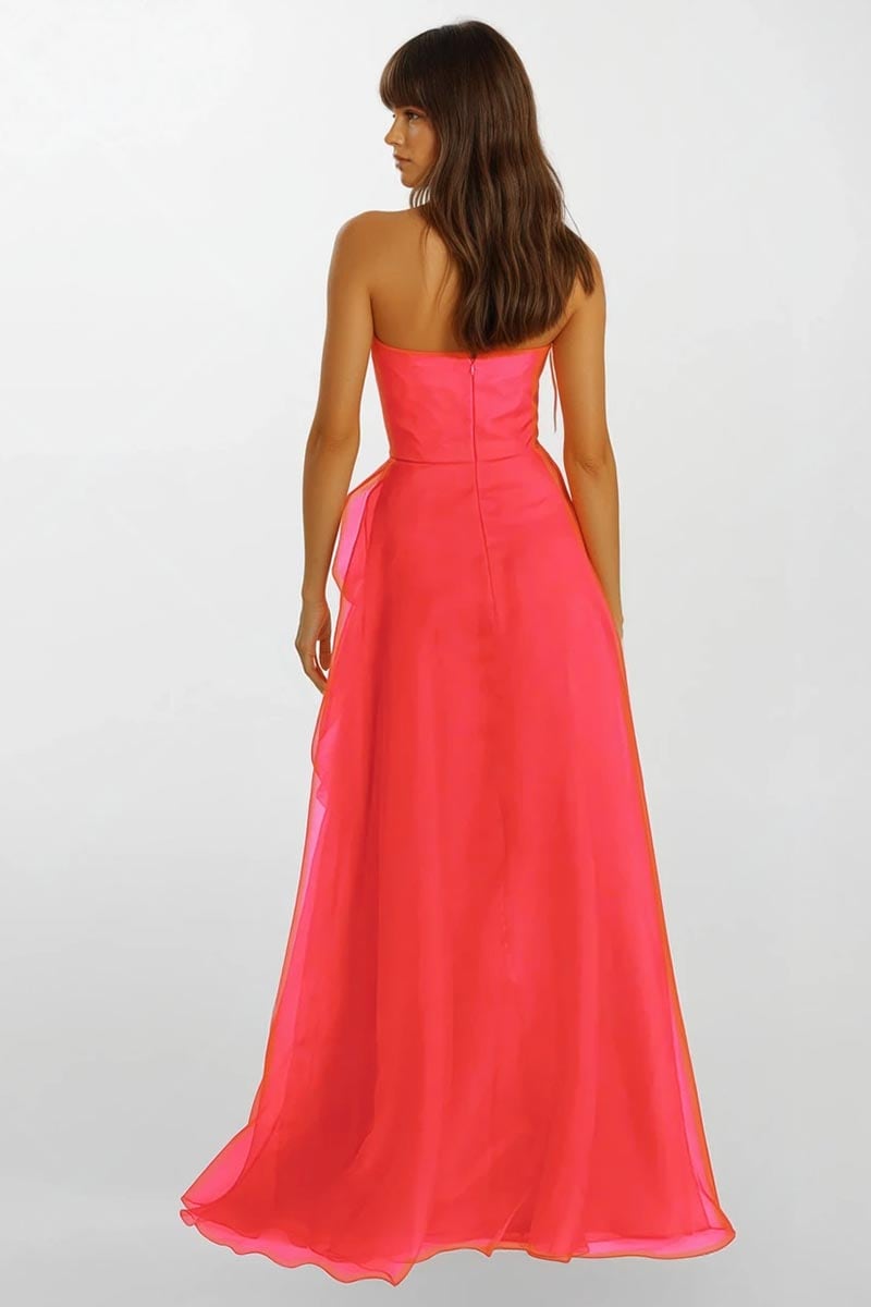Zoya Strapless Maxi Dress | Jewelclues #color_coral