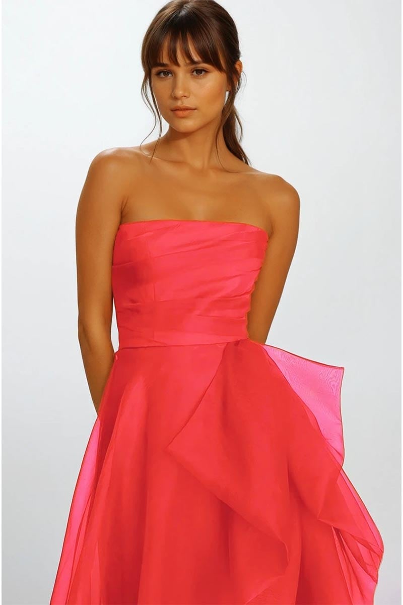 Zoya Strapless Maxi Dress | Jewelclues #color_coral